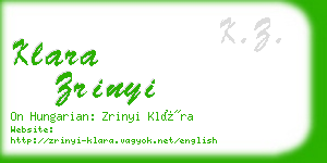 klara zrinyi business card